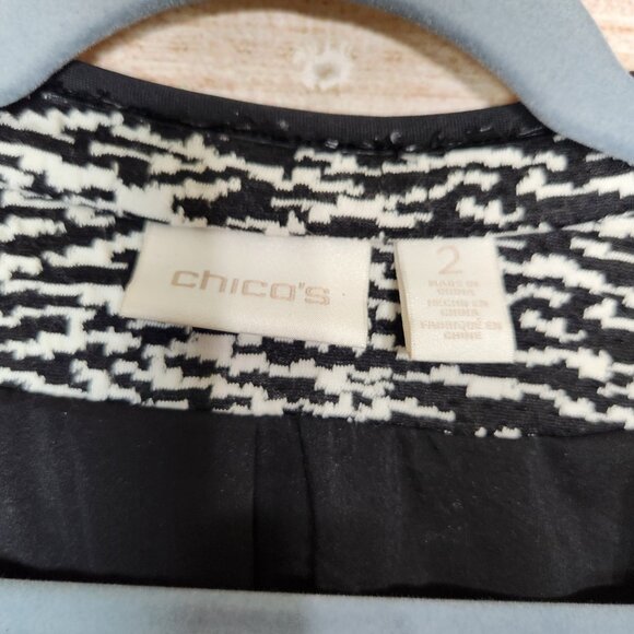 Women's CHICO'S Zebra-Print Style Jacquard Jacket Black & White Size 2 (M/L) - Picture 8 of 13